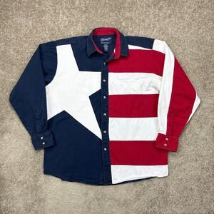 Vintage Y2K Wrangler Western USA America Pearl Snap Long Sleeve Shirt Large